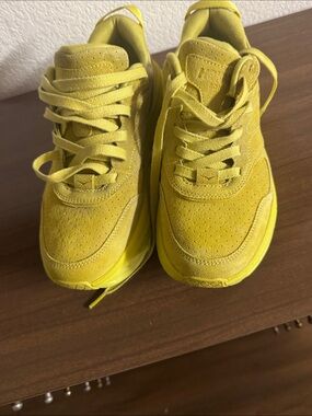 Hoka One One Yellow Suede Lace-Up Sneakers
